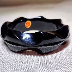 Vintage Jewelry Bangle Bracelet Black Mid-Century West Germany Original Sticker